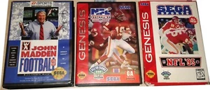 Lote de juegos completos Sega Genesis 3 NFL 95 94 Madden 93 juegos de fútbol vintage en caja original - Imagen 1 de 8