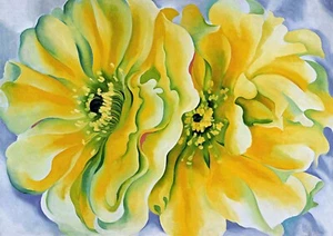 Gelber Kaktus Blume Gemälde von Georgia O'Keeffe Kunst Reproduktion - Bild 1 von 3