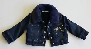 Giacca Mayoral bambina bambino 6m 68cm jeans denim accenti oro bordi grezzi orlo zip - Foto 1 di 7