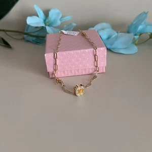 18K vergoldet Damen Kette Halskette Senf Anhänger Kleeblatt Stil Oro Laminado - Bild 1 von 8