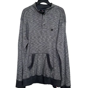 Airwalk Men’s Sz L Long Sleeve Knit Shirt Heather Gray/Black Trim Half Button - Picture 1 of 9