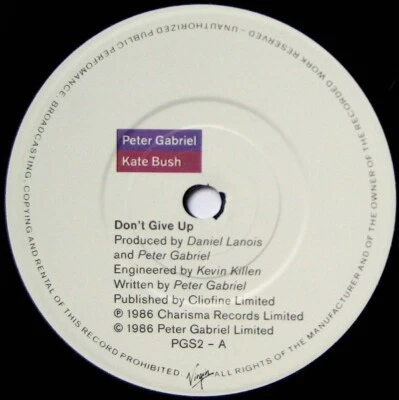 Peter Gabriel & Kate Bush - Don't Give Up - 7" Vinyl Record  Virgin - 1986 - Image 1 of 2