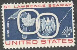 US. 1131. 4c. Great Lakes, Maple Leaf & Eagle. St. Lawrence Seaway. MNH. 1959 - Picture 1 of 1