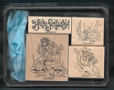 JUEGO FANTÁSTICO SIRENA DELFÍN Ocean Sea Life Stampin' Up! SELLO DE GOMA DE FANTASÍA Foto 1 de 3