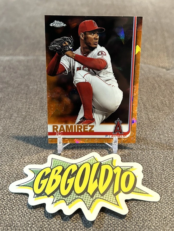 JC Ramirez 2019 Topps Bowman Chrome Sapphire Orange Refractor /25 - Image 1 of 3