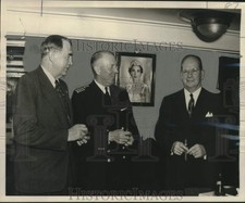 1952 Press Photo Captain Knud Hansen, Associates on Ship Danmark, New Orleans