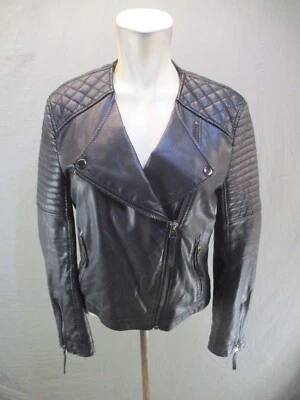 TOPSHOP Talla 8 Mujer Bolsillo a Presión Cremallera Manga Imitación Cuero Motocicleta Chaqueta 639 Foto 1 de 4