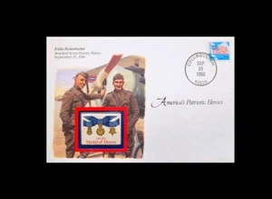 1990 COLUMBUS OH. AMERICAS PATRIOTIC HEROES EDDIE RICKENBACKER 20c STAMP FDC  - Picture 1 of 3