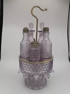 Hobbs Brockunier condiment castor caster bottle set amethyst purple w stand - Picture 1 of 10