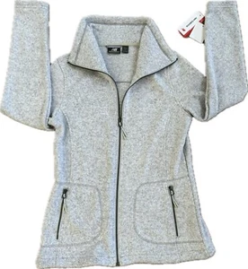 NEW BALANCE WOMEN'S LT.GRAY FUNNEL FLEECE MOC NECK SWEATER JACKET, NBWJ8409-LGH - Picture 1 of 9