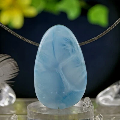 Larimar Anhänger gebohrt Drop Cabochon 37 mm 73,5 ct Dominikanische Rep. - Bild 1 von 4