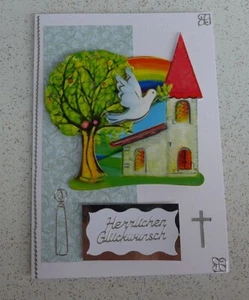 3D Glückwunschkarte Kommunion Konfirmation Firmung handmade - Bild 1 von 1