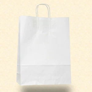 200 Papiertragetaschen Papiertüten weiß Kordel 32+12x41 cm Einkaufstüten Shopper - Bild 1 von 1