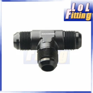 3 Way -10 AN AN10 Male Flare Tee T-piece Fitting W/1/8" x 27 NPT Port Black - Picture 1 of 7