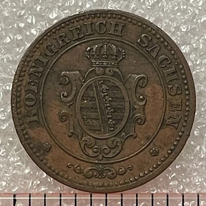 1869 B GERMANY (SAXONY) 2 PFENNIGE Coin, JOHANN I. - Picture 1 of 3