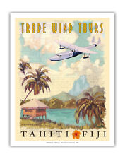 Tahiti Fiji Islands Trade Wind Tours - Vintage Travel Poster Wade Koniakowsky