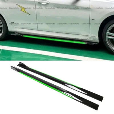 For Kia Forte 86" Side Skirt Extension Rocker Panel Splitter Glossy Black Green — 第 1/4 张图片