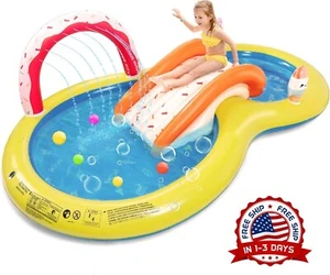 Piscina Inflable Para Niños, 101” x 57” x 24” Centro De Juegos Con Tobogán NUEVO - Bild 1 von 8