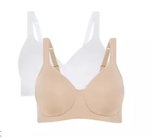 Jockey Forever Fit Full Coverage Bra 2 Pack Size Large Nude/white NEW QVC RRP£54 - Picture 1 of 3
