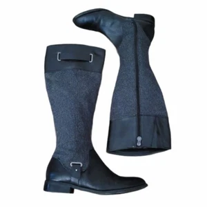 Etienne Aigner Y2K Leather and Wool Riding Boots - Picture 1 of 9