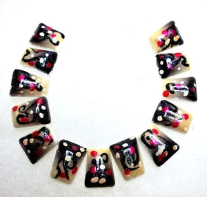 Beads Vintage Hand Painted Milk Glass Four Hole Slider 20mm 13ct - Picture 1 of 3