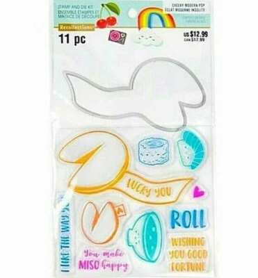 Fortune Cookie Lucky Sushi Clear Stamp and Die Set by Recollections 535929 NEW! - Image 1 of 4