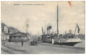 DIEPPE(76) Gare Maritime et Embarcadère CPA sépia animée écrite ~1910 - Imagen 1 de 2