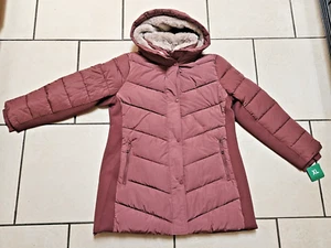 Andrew Marc Damen XL langer Stretch Parka mauve mit hellbraunen Kunstfellakzenten - Bild 1 von 12