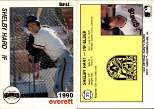 Shelby Hart 1990 Best Everett Giants #23 Card *AutographDen*