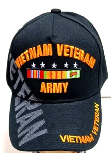 UN NUEVO SOMBRERO MILITAR SOMBRERO DE VETERANO DEL EJÉRCITO DE ESTADOS UNIDOS VIETNAM NEGRO CON SOMBRA - Imagen 1 de 4