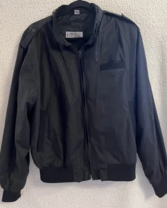 Vintage Knightsbridge Harrington Canvas Bomberjacke gefüttert Preppy Schwarz Herren L - Bild 1 von 7