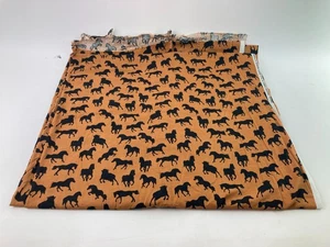 2 yards Black Silhouette Shadow Horses on Brown Fabric Horse Timeless Treasures - Picture 1 of 4