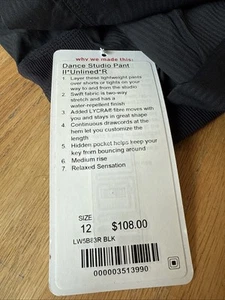 Lululemon Dance Studio Mid-Rise Pant Regular Black Size 12 - Picture 1 of 9