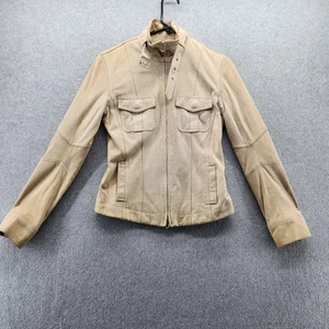 Express Jacket Womens Small Suede Moto Zip Pockets Buckle Collar Fitted Moto - Picture 1 of 12