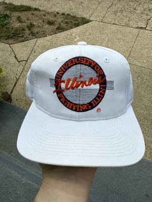 Vintage Illinois Fighting Illini SnapBack Hat Cap The Game Circle Logo 80s 90s - Image 1 of 4