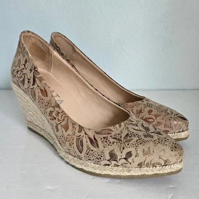 Zapatos alpargata de cuña Viscata Roses para mujer 6,5 floral jacquard lona carrera Foto 1 de 4