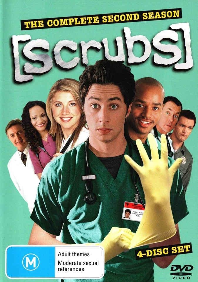 Scrubs Complete Season 2 Zach Braff 4 Discs UK Compatible R4 IMPORT DVD