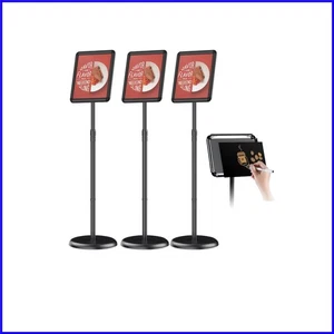 360° Rotating Black Sign Holder - 8.5x11 Sign Display with Chalkboard, 3 Pack - Picture 1 of 9