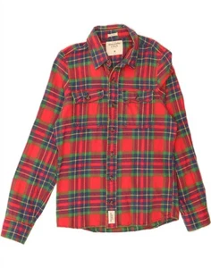 ABERCROMBIE & FITCH Mens Muscle Flannel Shirt Medium Red Check Cotton AP04 - Picture 1 of 3