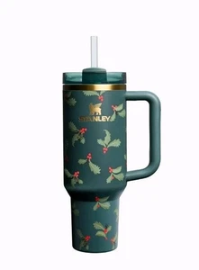 Vaso Stanley 40oz en vacaciones botánico NUEVO LANZAMIENTO bayas de acebo de Navidad - Imagen 1 de 3