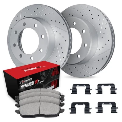 For Ford E-450 Super Duty 03-07 Drilled & Slotted Rear Brake Kit w Optimum Pads Foto 1 de 2