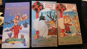 Classic Christmas VHS Frosty, Rudolph,Santa Is Coming To Town - Picture 1 of 2