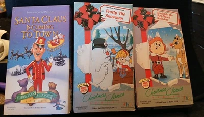 Classic Christmas VHS Frosty, Rudolph,Santa Is Coming To Town - Image 1 of 2