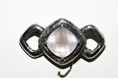 $395 .925 Plata de Ley 12.50CT Natural Rosa Cuarzo Solitario Pin/Colgante Foto 1 de 4