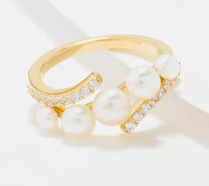 Honora Multi Cultured Pearl Ring, Sterling Silver, Gold Plated, Size 10 - Picture 1 of 2