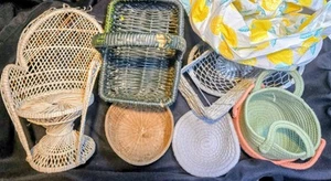 Lotto Cestino Boho 11 Pezzi - Cestini in Filo di Vimini Rattan Cotone + Riutilizzabili... - Foto 1 di 3