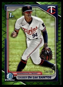 2024 Bowman Chrome 1st Green Reptillian Refractor Daiber De Los Santos 14/99 - Picture 1 of 2