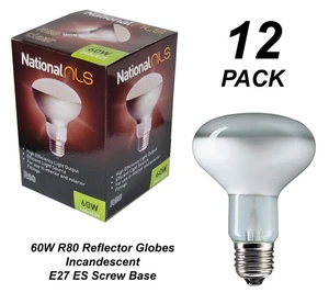 12 x 60W Incandescent R80 Reflector Light Globes Bulbs Screw E27 Dimmable ES - Picture 1 of 5