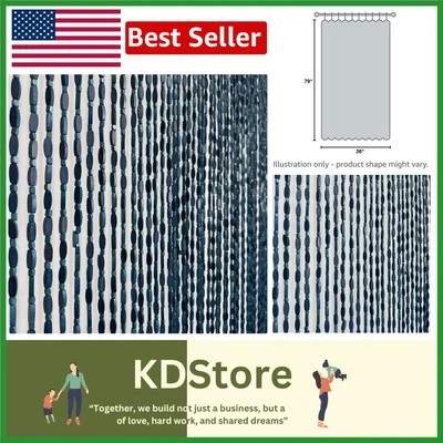 Cortina con cuentas de bambú azul artístico 36" x 79" - divisor interior versátil Foto 1 de 4