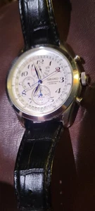 SEIKO Calendario Perpetuo 7T86-0AC0 Quarzo Cronografo Sveglia Quadrante Bianco - Foto 1 di 8